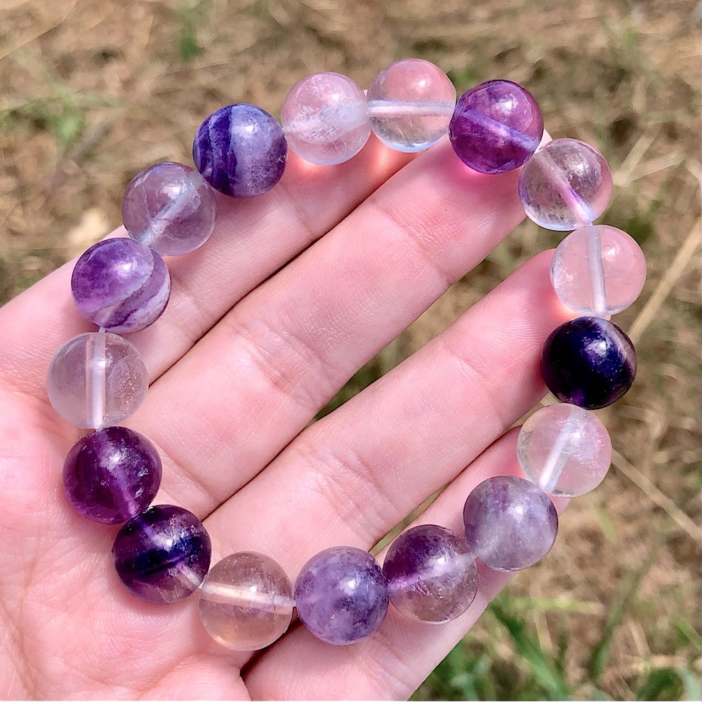 High-Quality Purple Fluorite Beaded Bracelet